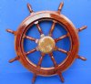 16 inches <font color=red> Wholesale</font> Wooden Ship Wheel for Sale with a Visible Wood Grain, Gloss Finish and Hanger for Easy Display - Case of 5 @ $21.00 each