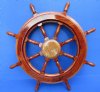 16 inches Wooden Ship Wheel for Sale with a Visible Wood Grain, Gloss Finish and Hanger for Easy Display - $33.99 each