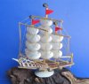 7-1/2 inches tall Seashell Sailboat with White Abalone Sails and Decorated with  Center Cut Turittella Shells- Pack of 1 @ $8.99 each; Pack of 6 @ $7.20 each