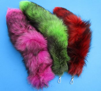 Assorted Two-Tone Colored Fox Tail Key Chains<font color=red> Wholesale</font> 18 to 22 inches   - 8 @ $11.70 each