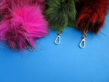 Assorted Two-Tone Colored Fox Tail Key Chains<font color=red> Wholesale</font> 18 to 22 inches   - 8 @ $11.70 each