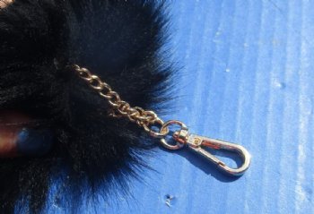 Dyed Black Fox Tail Key Chains<font color=red> Wholesale</font> 14 to 16 inches   - 8 @ $11.70 each