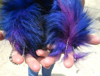 Blue Fox Tail Key Chains<font color=red> Wholesale</font> 15 to 18 inches   - 8 @ $14.40 each