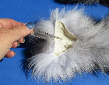 Extra Large Dyed Indigo Fox Tail Key Chains<font color=red> Wholesale</font> 21 to 25 inches   - 8 @ $17.50 each