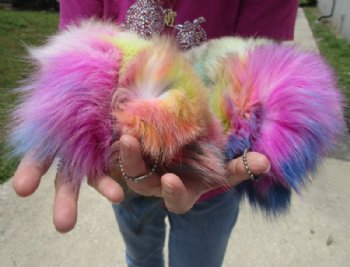 Rainbow Colored Fox Tail Key Chains<font color=red> Wholesale</font> 15 to 18 inches   - 8 @ $14.40 each