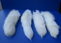 15 to 18 inches long <font color=red> Wholesale</font> White Fox Tail Key Chains for Sale in Bulk - Case of 7 @ $14.50 each