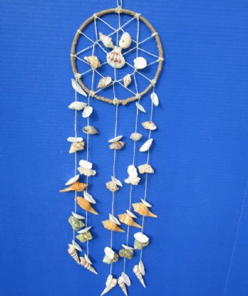 23 inches Seashell Dream Catcher Wall Decor with Assorted Shells <font color=red> Wholesale</font> - Case: 50 @ $3.15 each