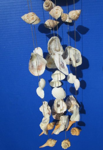 20 inches Coconut Top with Seashells Wind Chimes with Oyster Shells, Babylonia, Vole, White Cockles - 4 @ $5.00 each; 8 @ $4.50 each