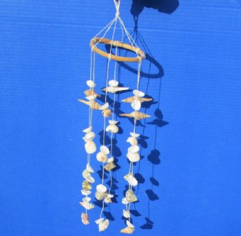 14 inches Small Seashell Wind Chimes <font color=red> Wholesale</font> with Turbos, Conchs and Ribbed Cockle Shells - Case: 50 @ $2.30 each