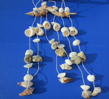 14 inches Small Seashell Wind Chimes <font color=red> Wholesale</font> with Turbos, Conchs and Ribbed Cockle Shells - Case: 50 @ $2.30 each