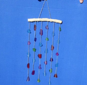 18 inches long Hanging Driftwood with Multi-Colored Sea Glass Wall Decor, Wind Chimes <font color=red> Wholesale</font> - Case: 60 @ $2.00 each