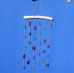 18 inches long Hanging Driftwood with Multi-Colored Sea Glass Wall Decor, Wind Chime - 5 @ $3.20 each 