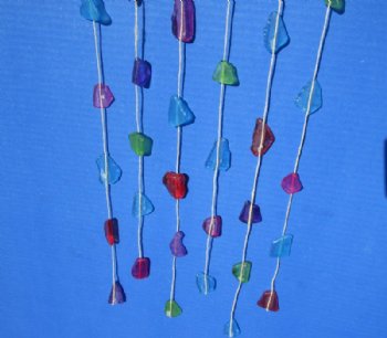 18 inches long Hanging Driftwood with Multi-Colored Sea Glass Wall Decor, Wind Chime - 5 @ $3.20 each 
