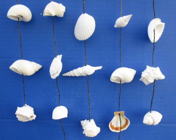 20 inches Hanging White Seashells Wall Decor, Wind Chimes <font color=red> Wholesale</font> - 36 @ $2.55 each