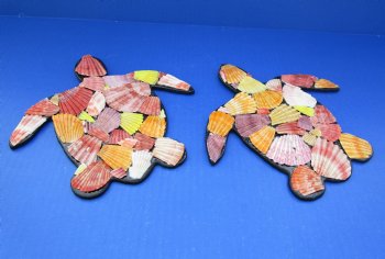 8 inches Colorful Pecten Nobilis Hanging Seashell Turtle Wall Decor  - 4 @ $5.80 each