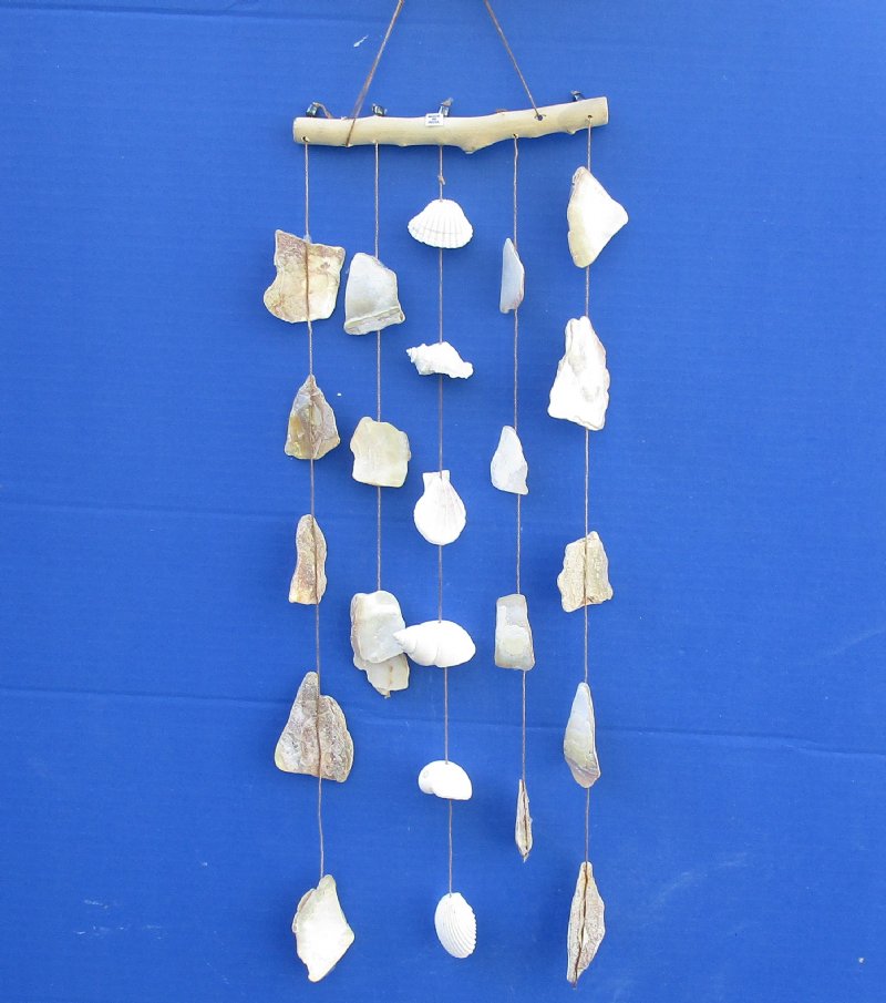 19 inches Hanging Driftwood and Seashells Wall Decor, Wind Chimes