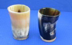 4 inches Genuine Horn Cups with a Wood Bottom   - 2 @ $8.65 each
