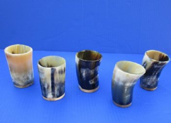 4 inches Genuine Horn Cups with a Wood Bottom   - 2 @ $8.65 each