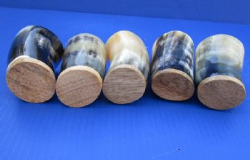 4 inches Genuine Horn Cups with a Wood Bottom   - 2 @ $8.65 each