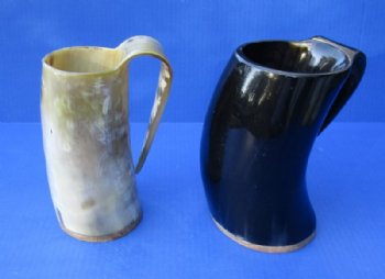 5 inches Real Horn Beer Mugs with a Wood Base, 8 ounce,  - $23.50 each 