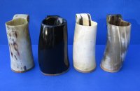 5 inches Cow Horn Beer Mugs with a Wood Base  <font color=red> Wholesale</font> - 12 @ $14.40 each