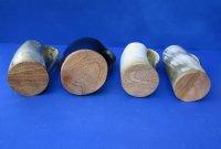 5 inches Cow Horn Beer Mugs with a Wood Base  <font color=red> Wholesale</font> - 12 @ $14.40 each